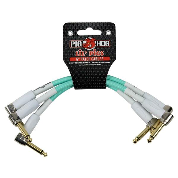 Ace Products Group Lil Pigs Vintage 6 in. Patch Cables, Seafoam Green, 3PK PHLIL6SG